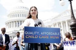 author nicole lazarte speaking at the us capitol building