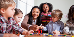 A teacher and her students learning