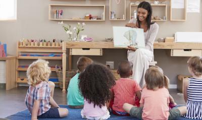 Teacher reading a book during storytime