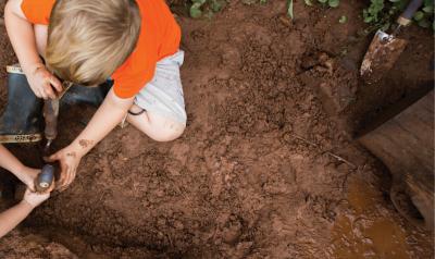 Children playing in mud