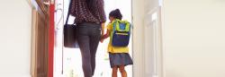 Mother and daughter walking together