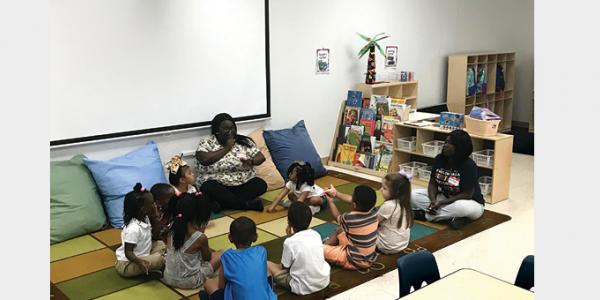 Teacher and students during circle time