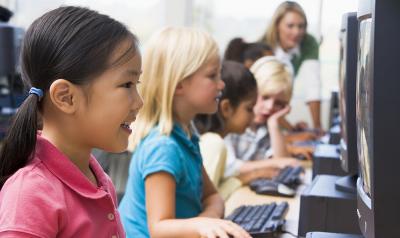 Children at a computer